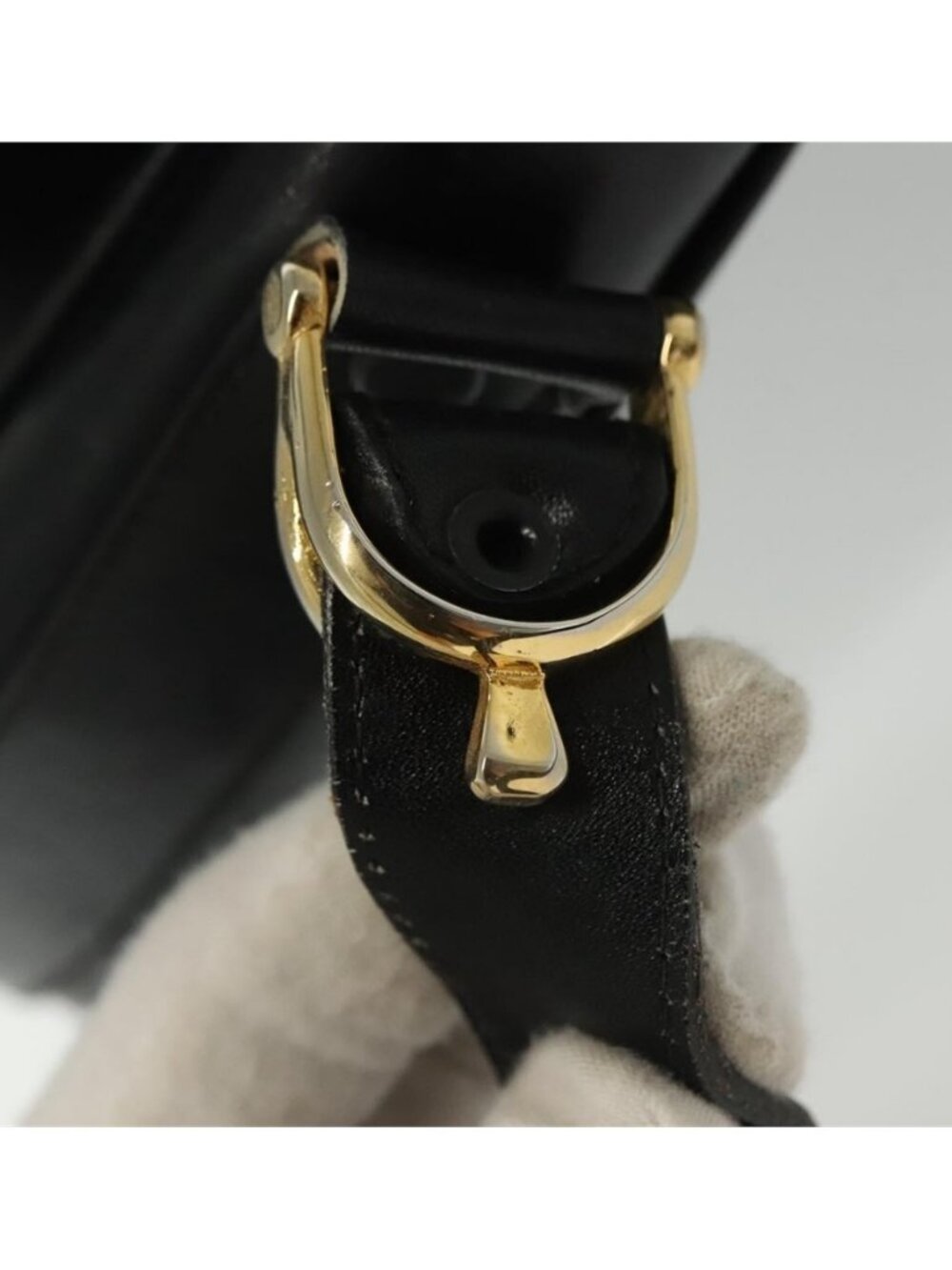 Authentic CELINE Shoulder Bag Leather Navy Gold - Picture 6 of 16